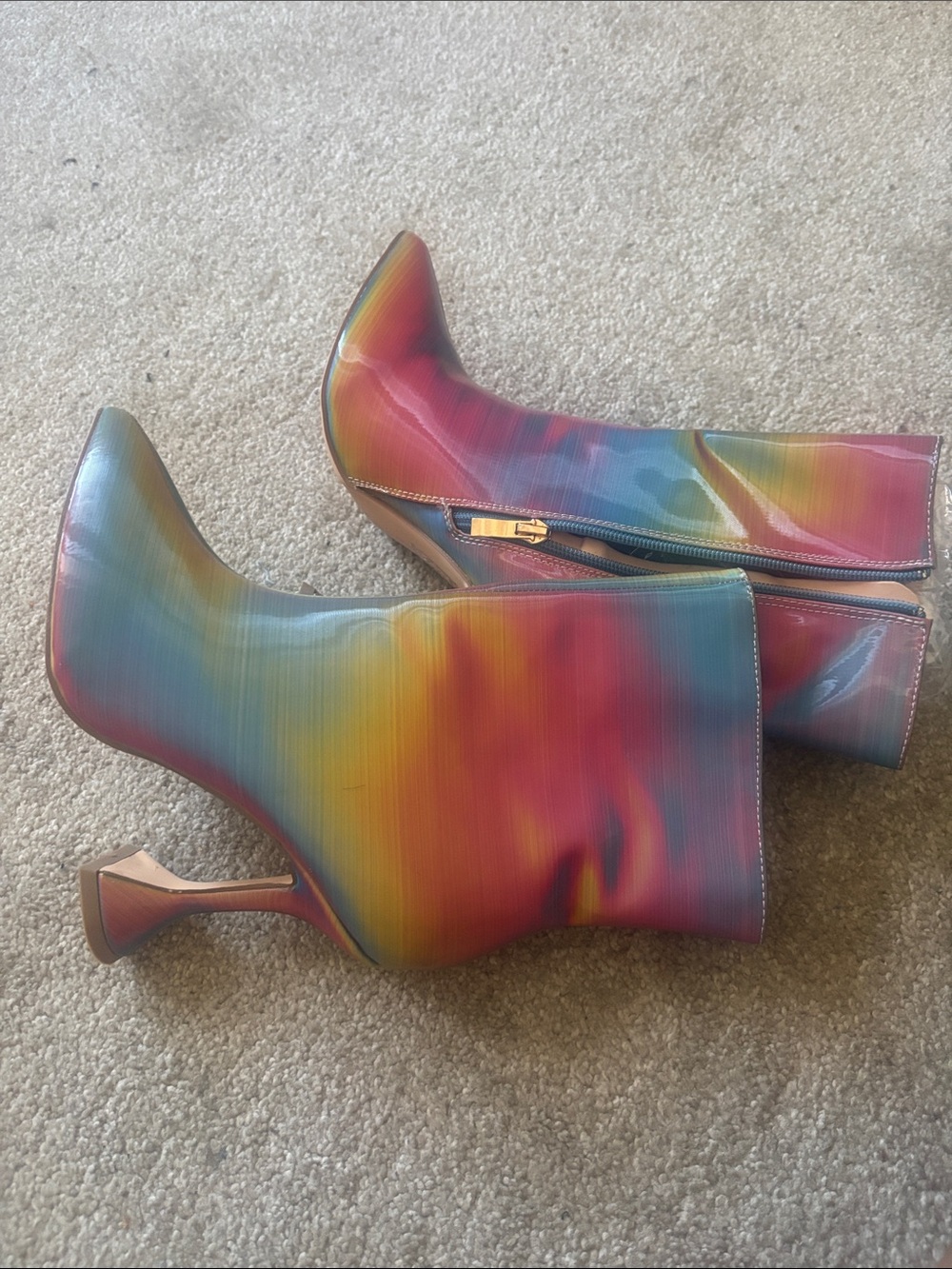 Fashion nova Rainbow Iridescent Pointed Toe Mid-Calf Boots - Women's - Picture 2 of 2